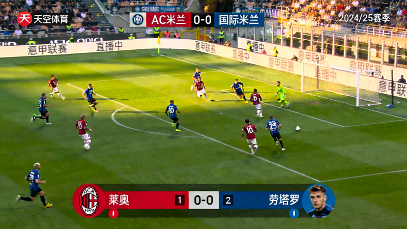 AC米兰对阵国际米兰的意甲联赛直播画面预览